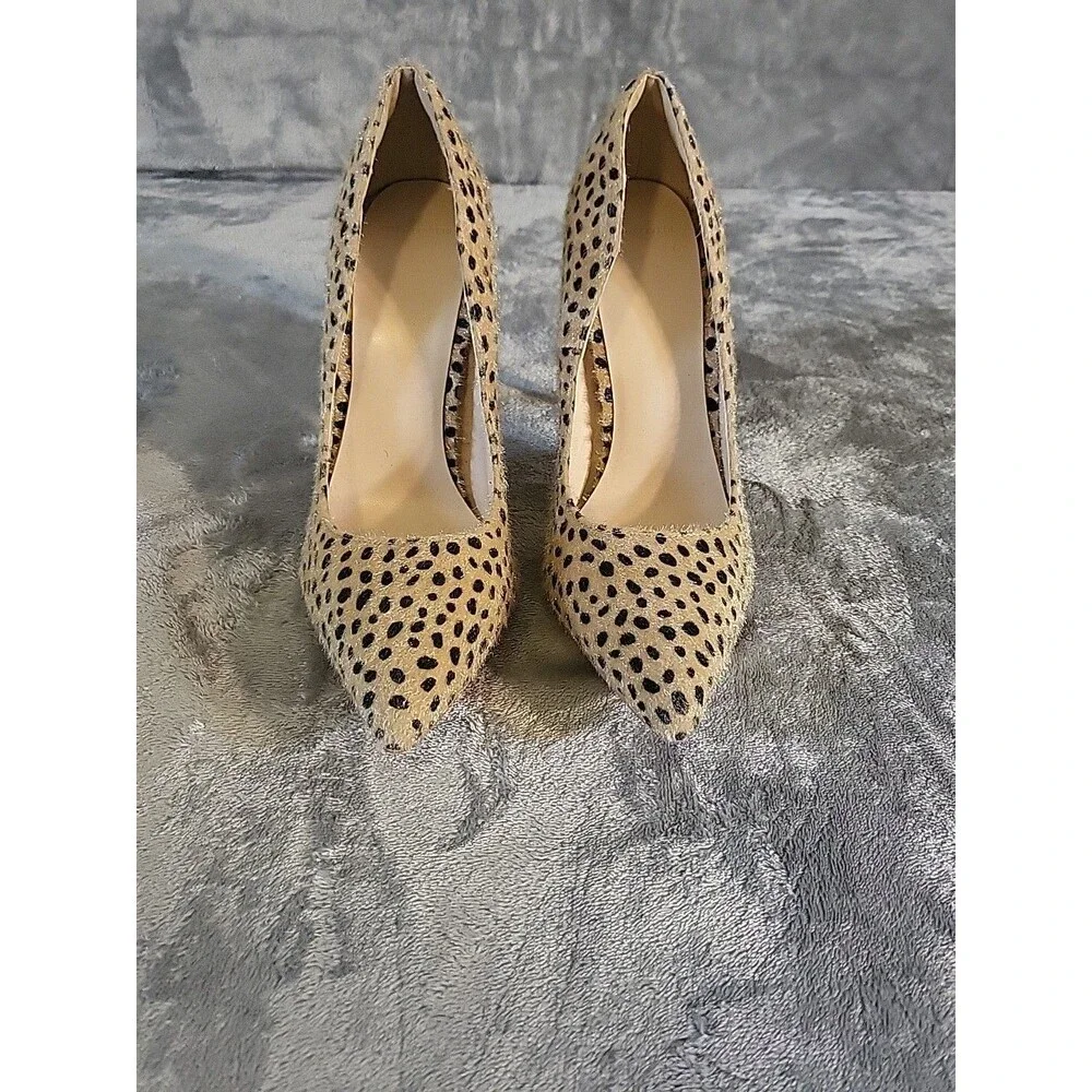 Women's Beige Animal-Print Pointed Toe Heels